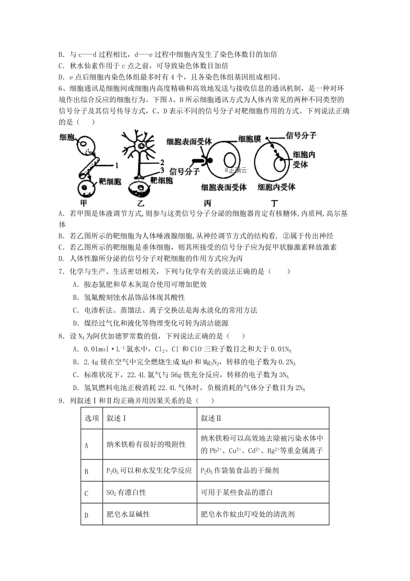 2019届高三理综上学期12月月考试题(无答案).doc_第2页