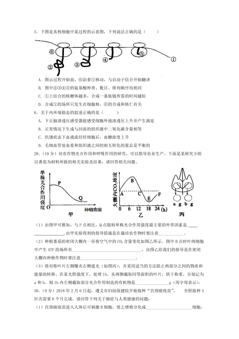 2019届高三生物第六次模拟考试试题.doc_第2页