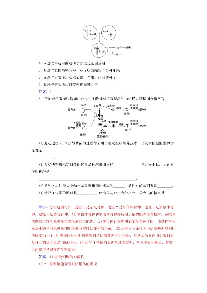 2018年秋高中生物 第六章 从杂交育种到基因工程 第1节 杂交育种与诱变育种练习 新人教版必修2.doc_第2页