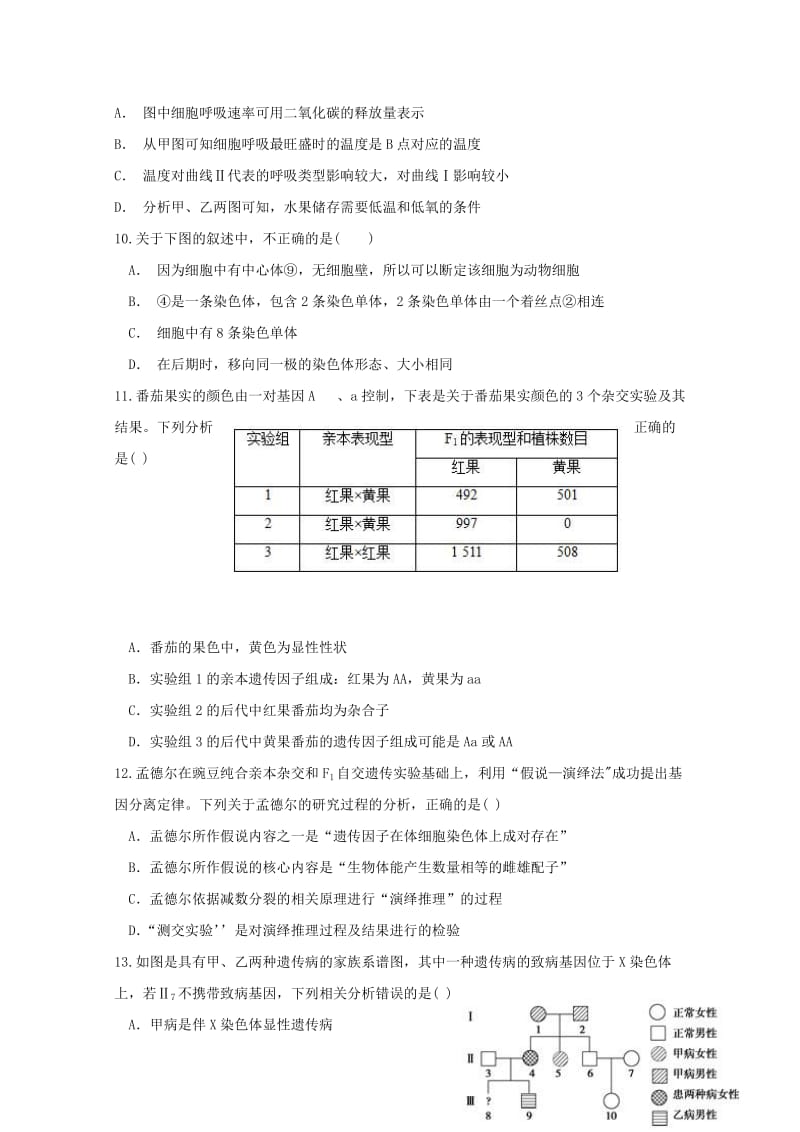 2019届高三生物上学期期末模拟试题.doc_第3页