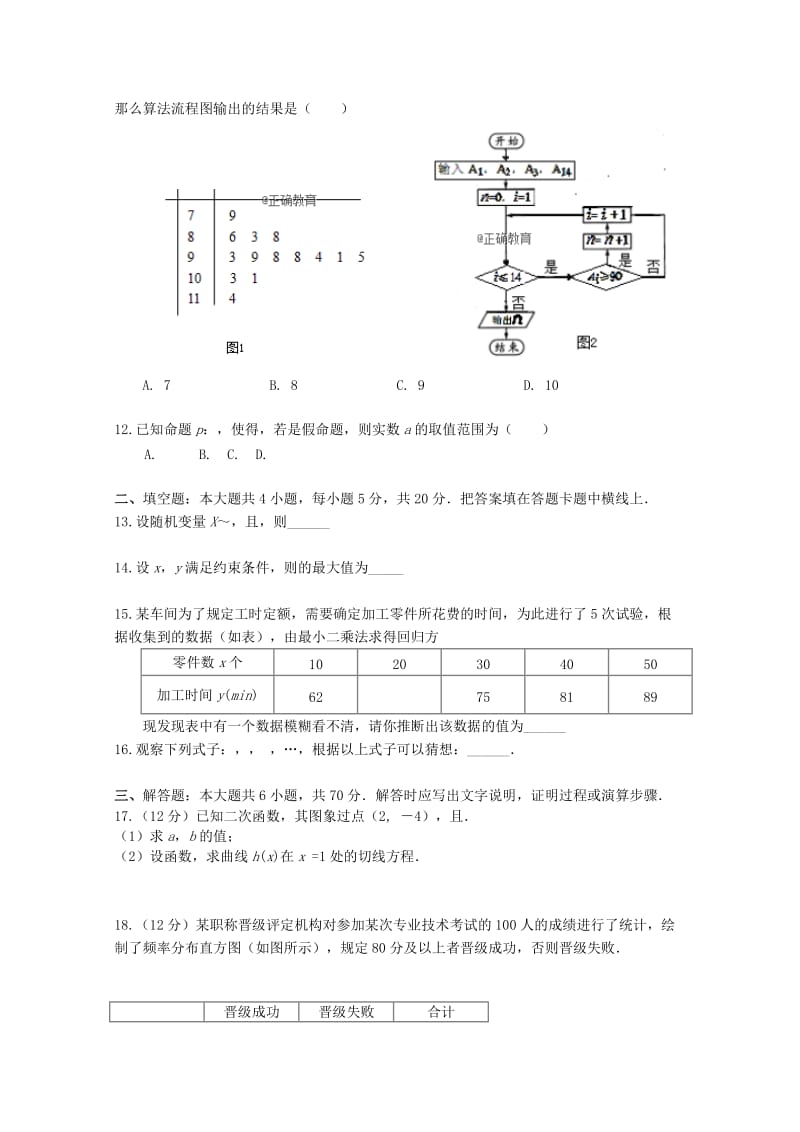 2019-2020学年高二数学下学期期末联考试题 理 (IV).doc_第2页