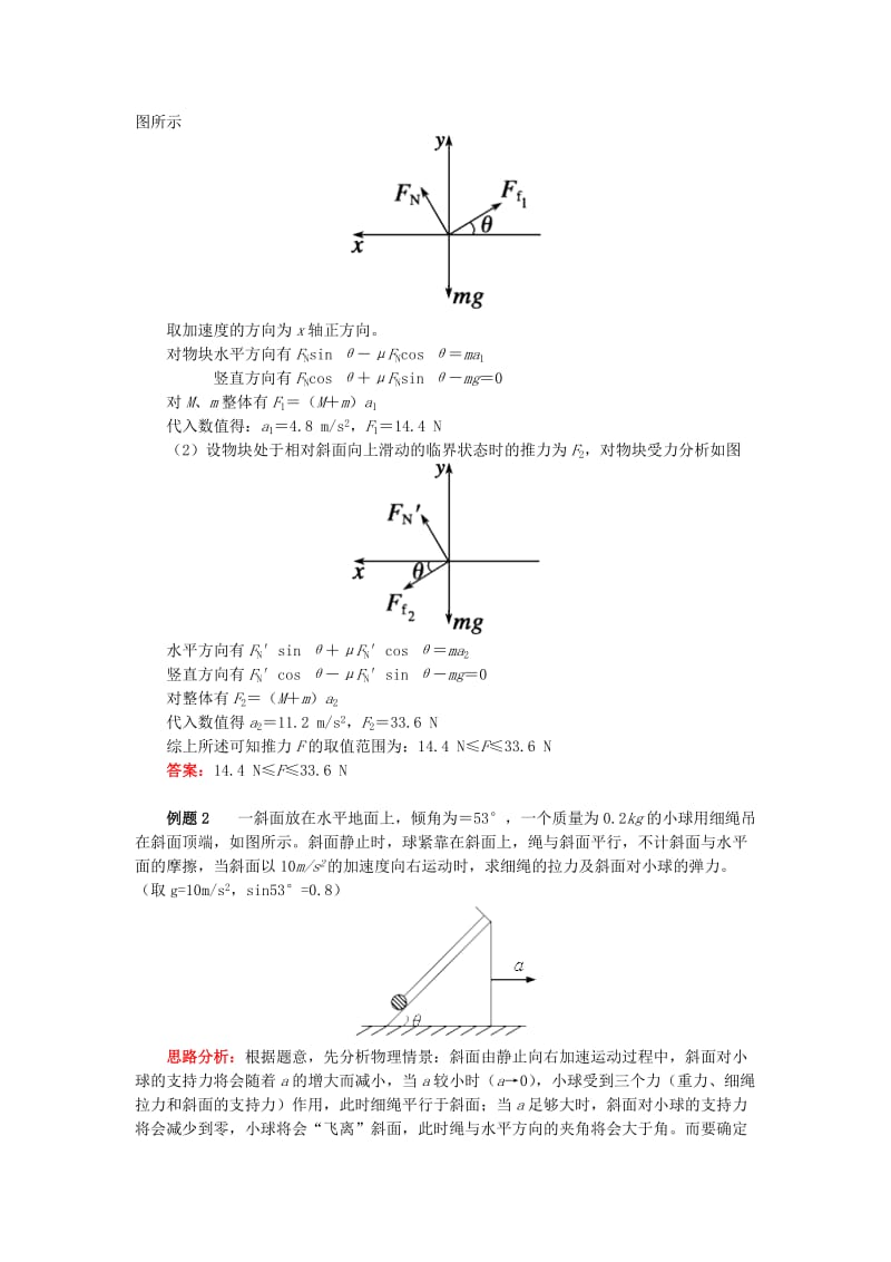 2018高中物理 牛顿定律应用专题 6 深度剖析临界问题学案 新人教版必修1.doc_第2页