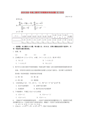 2019-2020年高二數(shù)學(xué)下學(xué)期期末考試試題 文 (III).doc