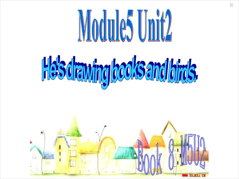 2019春四年級(jí)英語(yǔ)下冊(cè) Module 5 Unit 2《He’s drawing books and birds》課件 （新版）外研版.ppt_第1頁(yè)