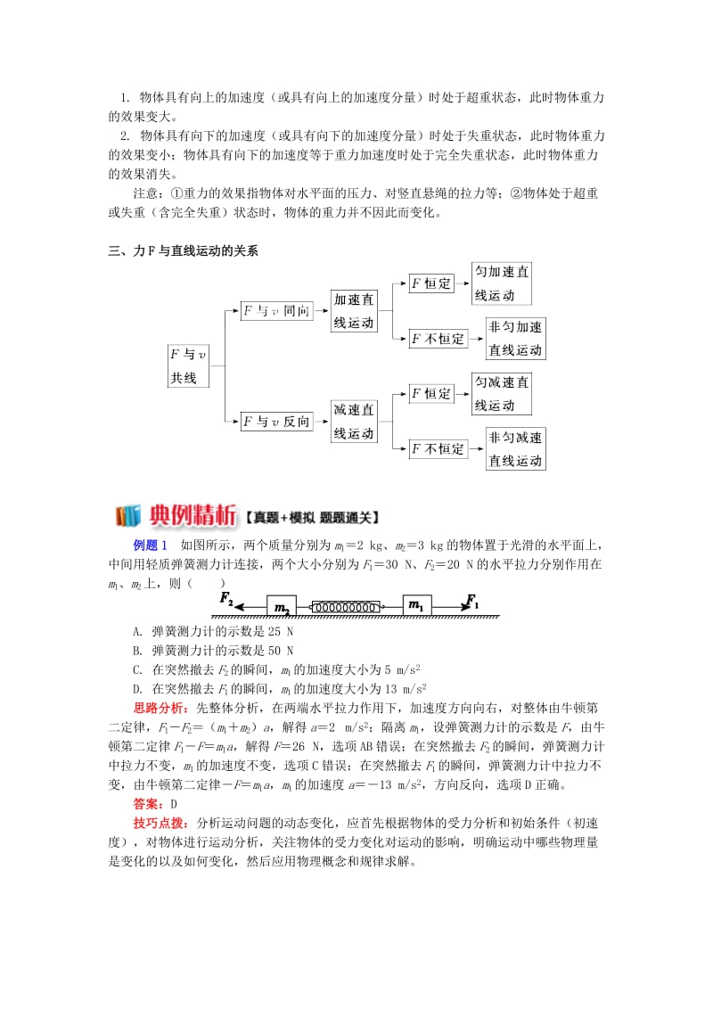 2018高中物理 期末复习专题——牛顿运动定律及其综合应用学案 新人教版必修1.doc_第2页