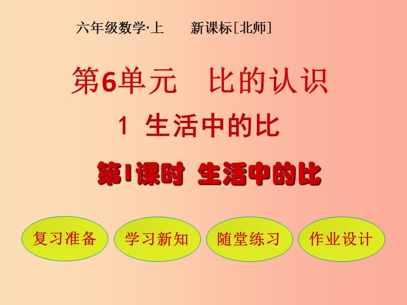 六年級數(shù)學上冊 第6單元 比的認識 第1節(jié) 生活中的比 第1課時 生活中的比課件 北師大版.ppt_第1頁