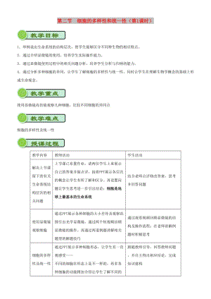 2018-2019學年高中生物 開學第一周 第一章 走近細胞 第2節(jié) 細胞的多樣性和統(tǒng)一性（第一課時）教案 新人教版必修1.doc