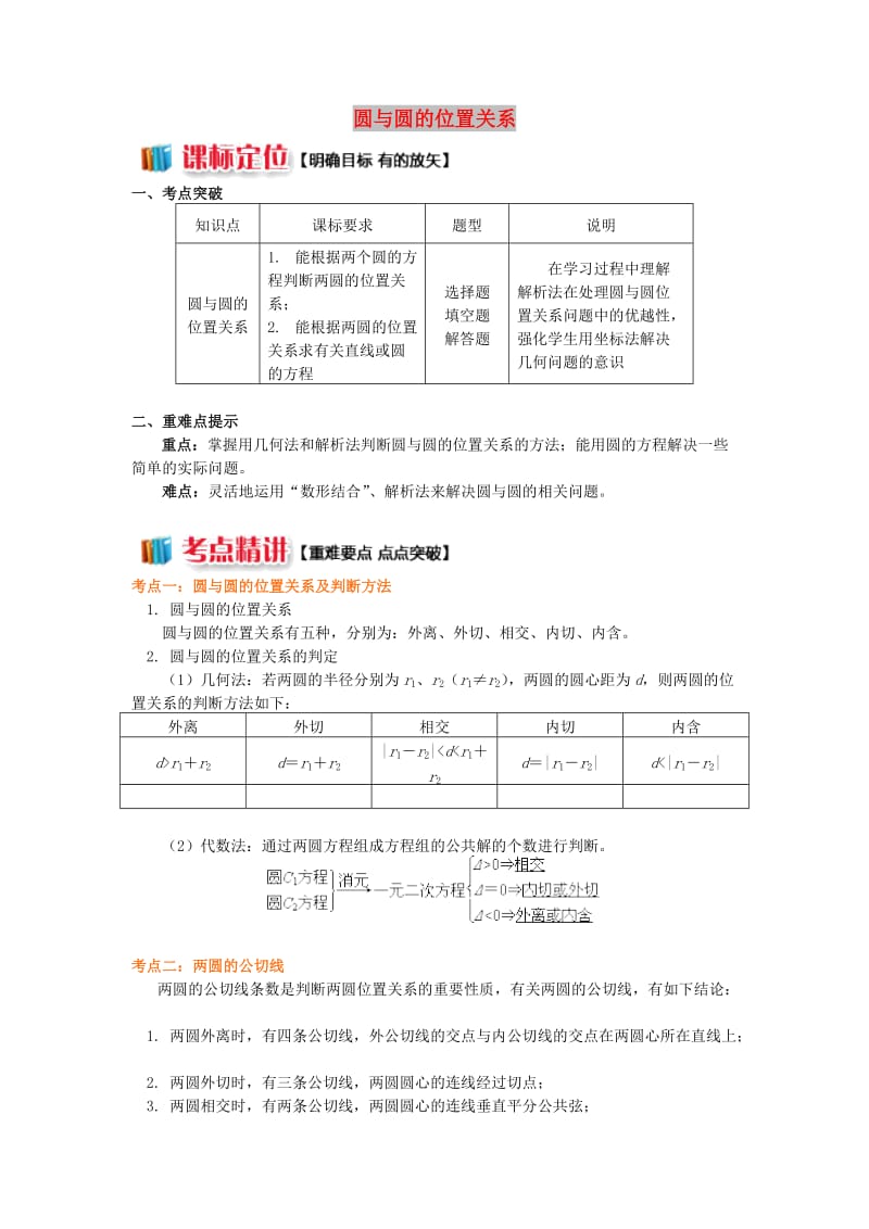 2018高中数学 第2章 平面解析几何初步 第二节 圆与方程3 圆与圆的位置关系学案 苏教版必修2.doc_第1页