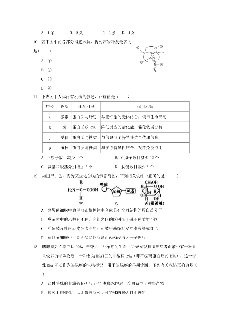 2019-2020学年高二生物下学期期末联考试题 (IV).doc_第3页