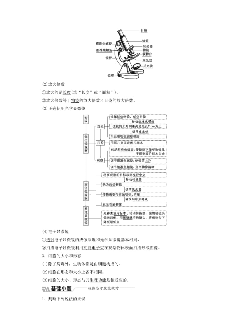 2018-2019学年高中生物 第三章 细胞的结构和功能 第一节 生命活动的基本单位——细胞学案 苏教版必修1.doc_第2页