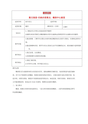 2019屆高三語文二輪復(fù)習(xí) 專題 散文閱讀-歸納內(nèi)容要點概括中心意思教案 新人教版.doc