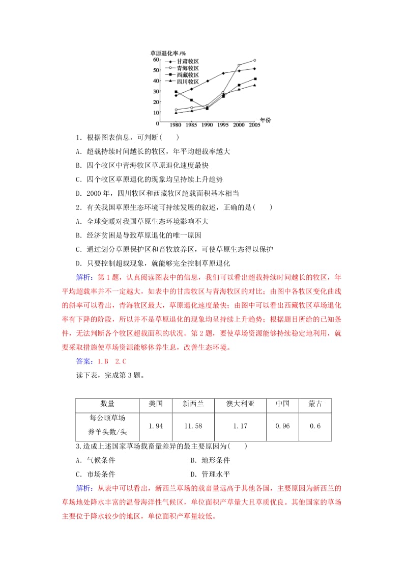 2018-2019年高中地理 第四章 生态环境保护 第二节 草地退化及其防治练习 新人教版选修6.doc_第2页