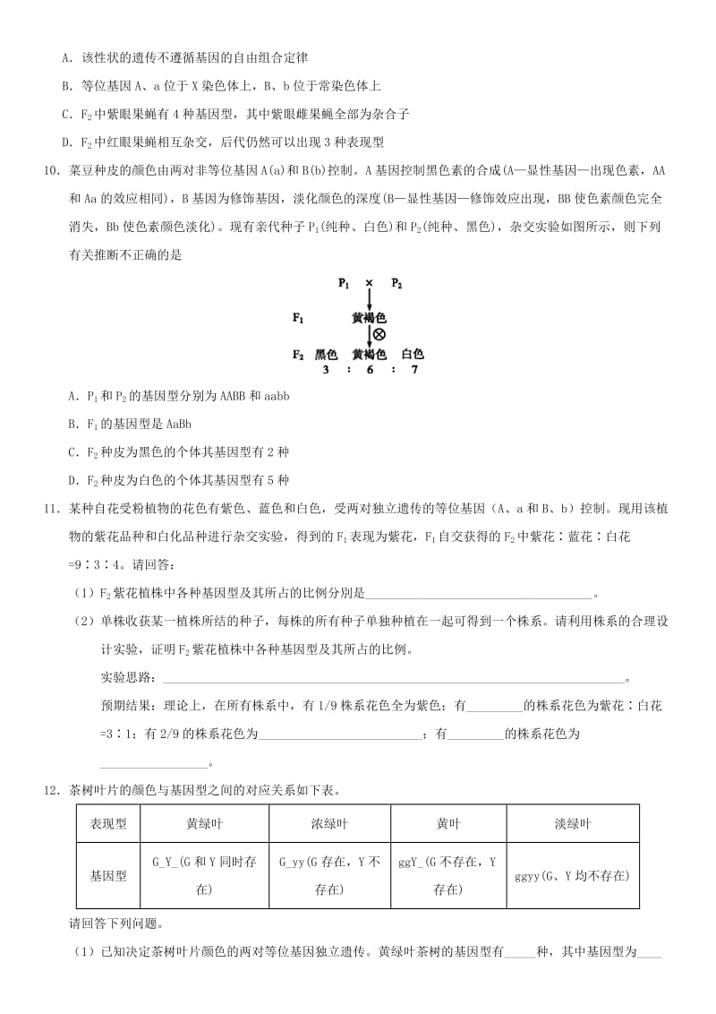 2018年高考生物三轮冲刺 拿分专题 最后一击 遗传的基本规律.doc_第3页