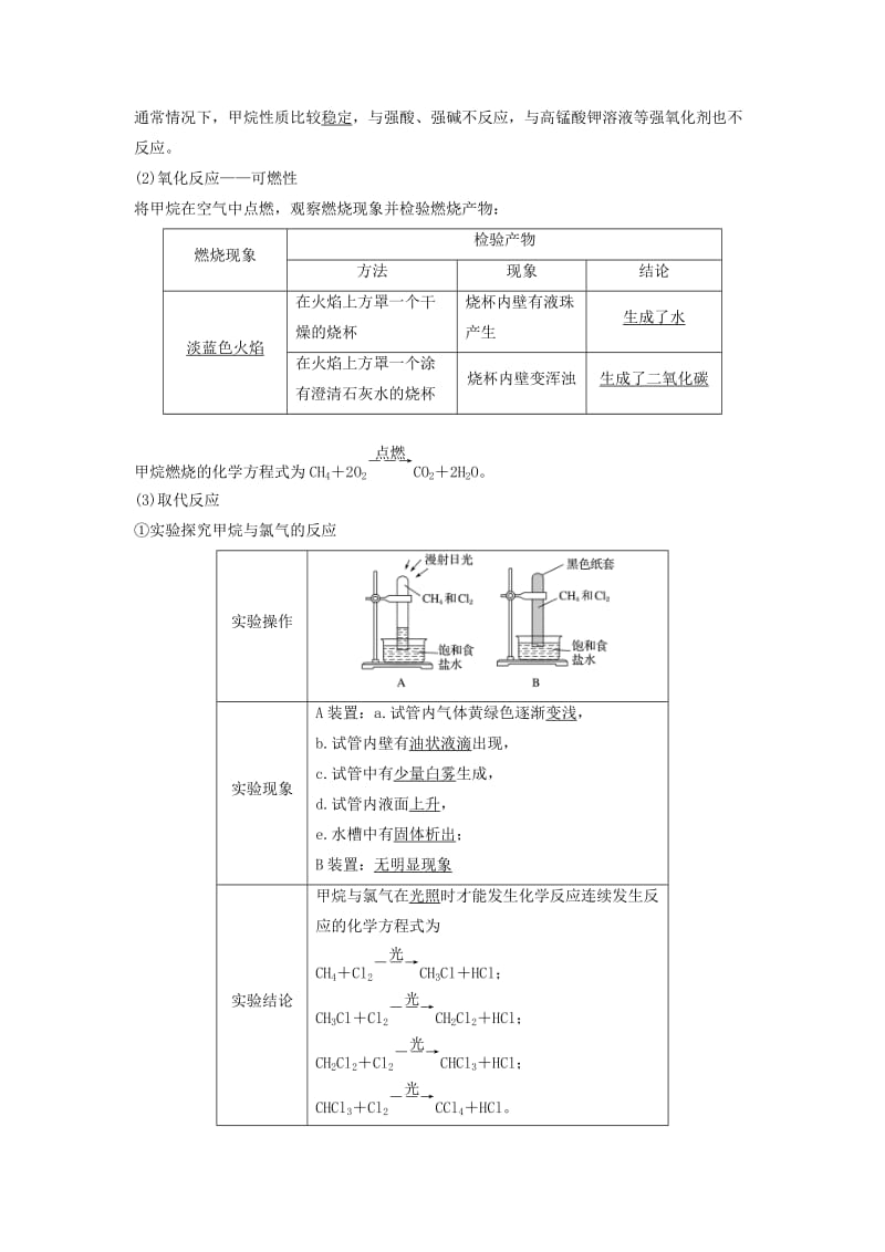 2018-2019学年高中化学 第三章 有机化合物 3.1.1 甲烷的性质学案 新人教版必修2.doc_第3页