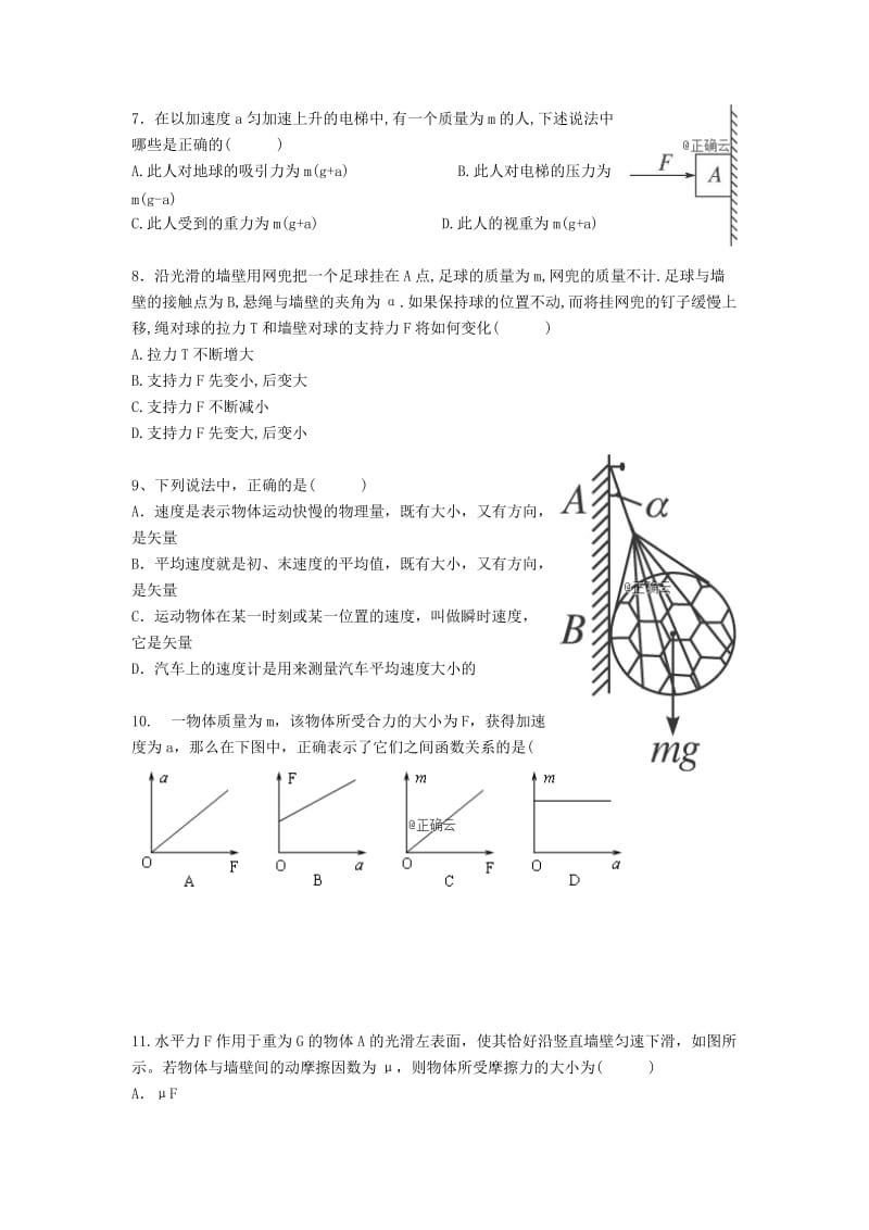 2018-2019学年高一物理上学期期末考试试题 (I).doc_第2页