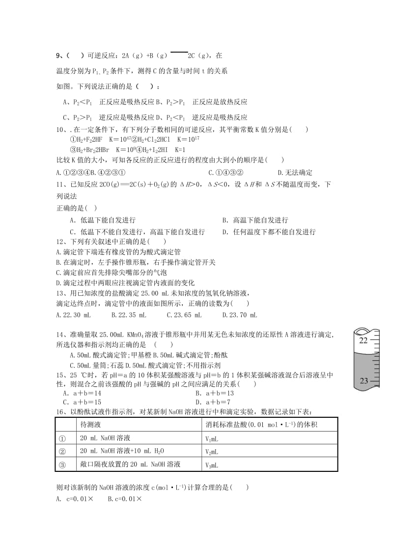 2019-2020学年高二化学上学期期中试题无答案.doc_第2页