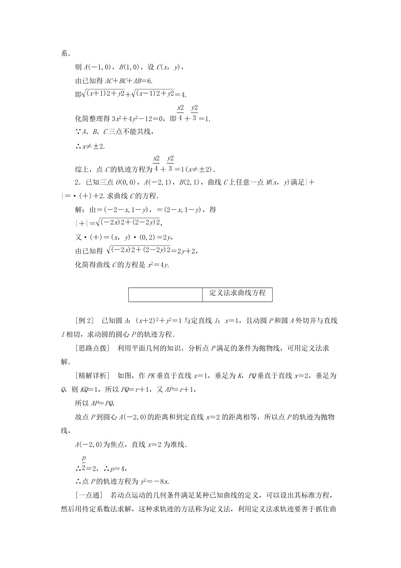 2018-2019学年高中数学 第1部分 第2章 圆锥曲线与方程 2.6 曲线与方程 2.6.2 求曲线的方程讲义（含解析）苏教版选修2-1.doc_第3页