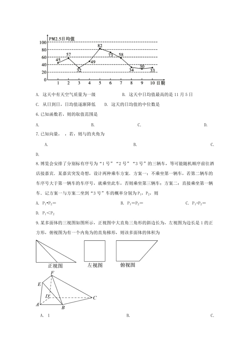 2019届高三数学下学期第三次模拟考试试题理 (I).doc_第2页