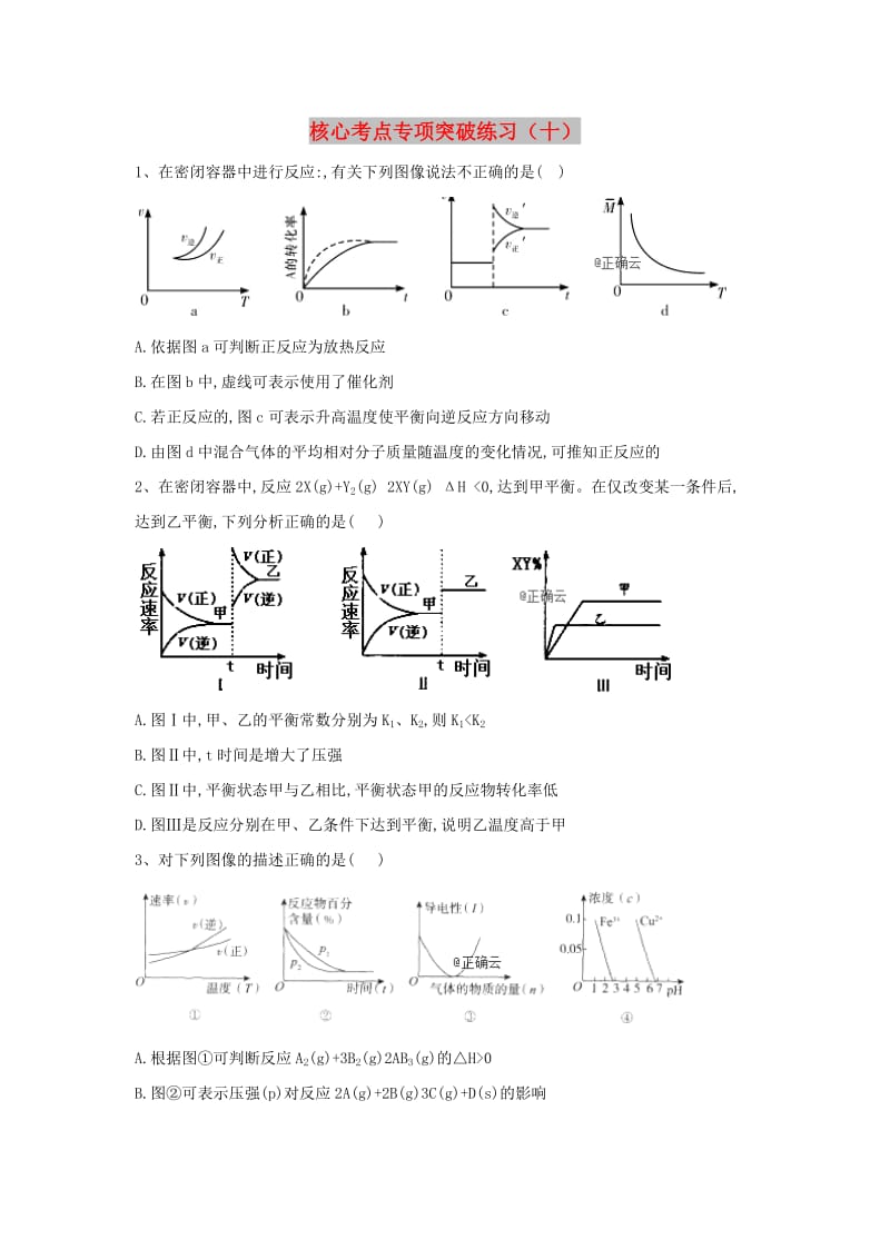 2019届高三化学二轮复习 核心考点专项突破练习（十）（含解析）.doc_第1页