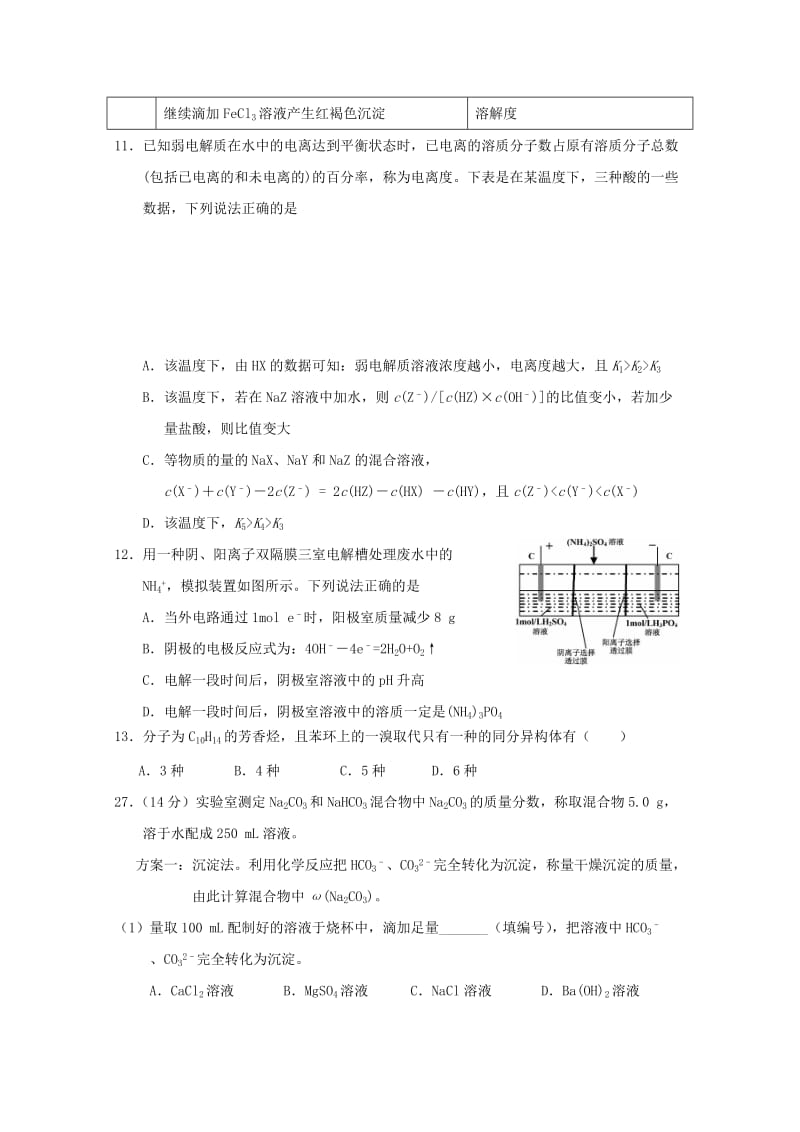 2019届高三化学综合测试试题六.doc_第2页