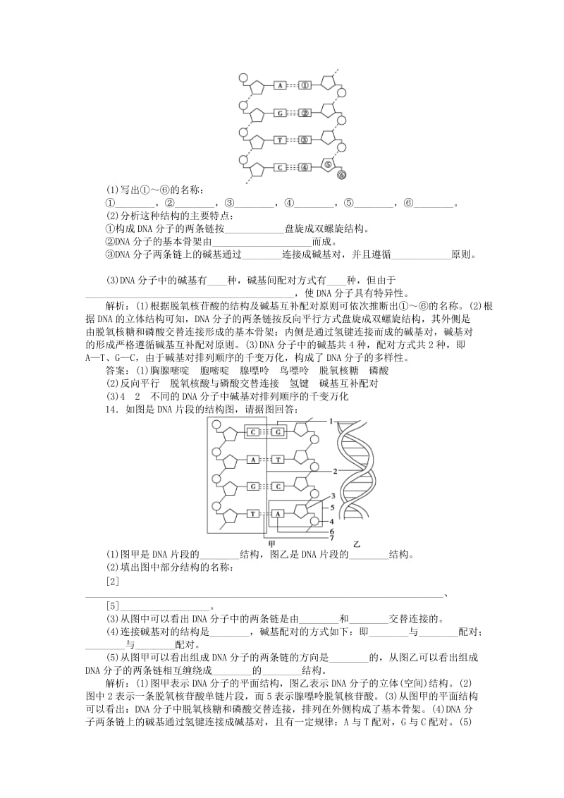 2018-2019学年高中生物 第二章 细胞的化学组成 第二节 细胞中的生物大分子 第3讲 核酸的结构和功能课时作业 苏教版必修1.doc_第3页