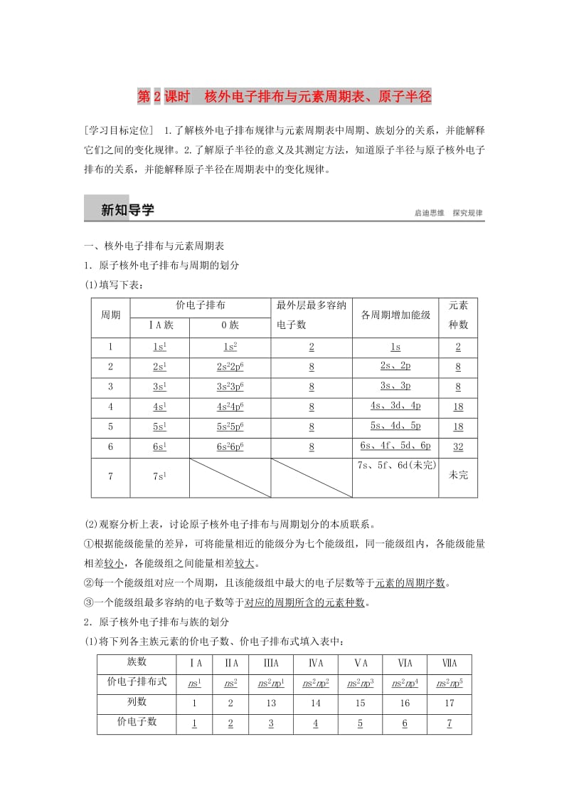 2018-2019版高中化学 第1章 原子结构 第2节 原子结构与元素周期表 第2课时学案 鲁科版选修3.doc_第1页