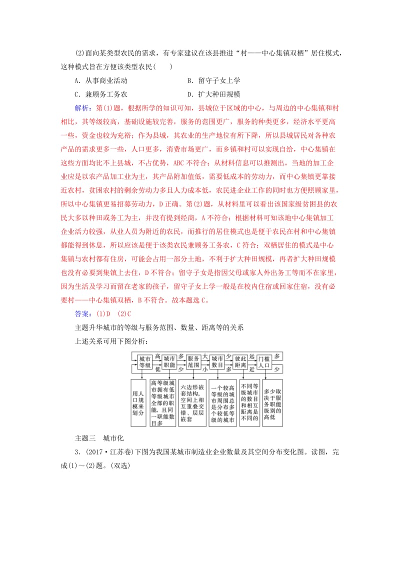 2018-2019年高中地理 第二章 城市与城市化章末总结提升练习 新人教版必修2.doc_第3页