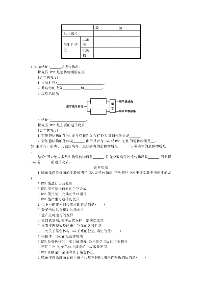 2018-2019学年高中生物 3.1 DNA是主要的遗传物质学案设计 新人教版必修2.doc_第3页