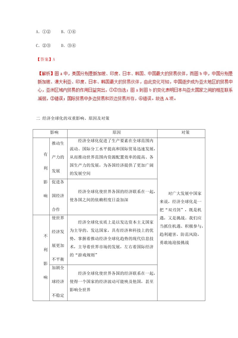 2018-2019学年高中政治 专题11.1 面对经济全球化（讲）（基础版）新人教版必修1.doc_第2页