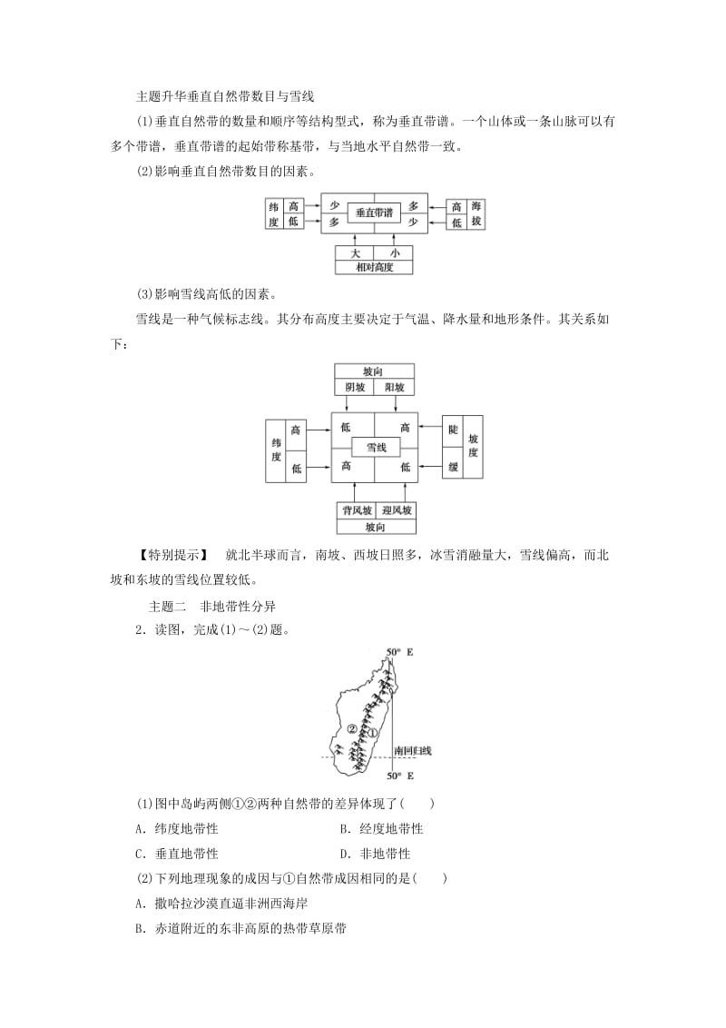 2018-2019学年高中地理第三章地理环境的整体性和区域差异章末总结提升练习中图版必修1 .doc_第2页