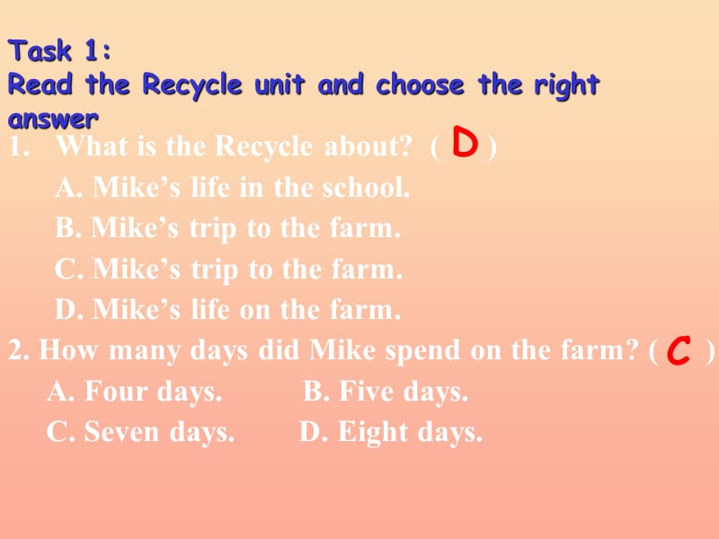 2019春六年级英语下册《Recycle Mike’s happy days》（day 1-2）课件 人教PEP版.ppt_第2页