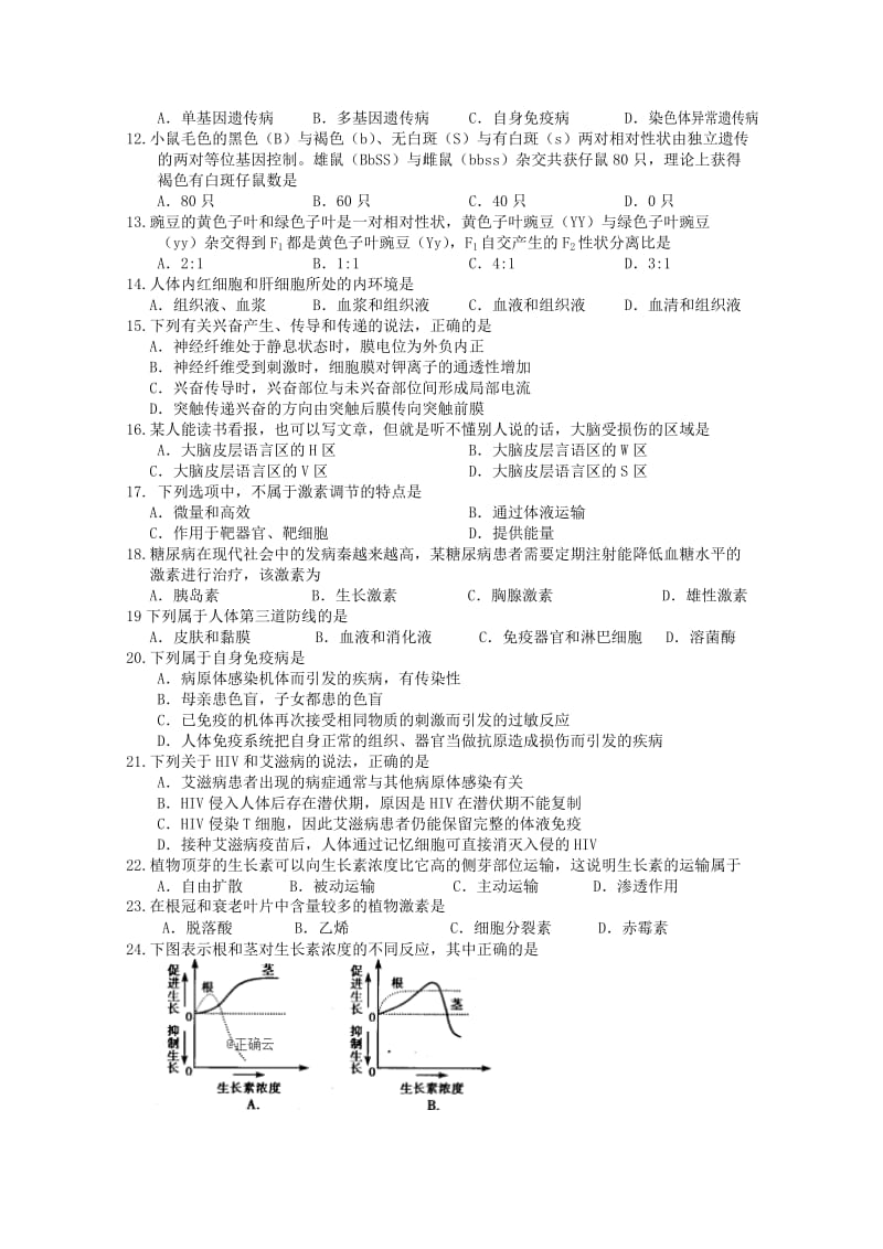 2018-2019学年高二生物下学期摸底考试试题.doc_第2页