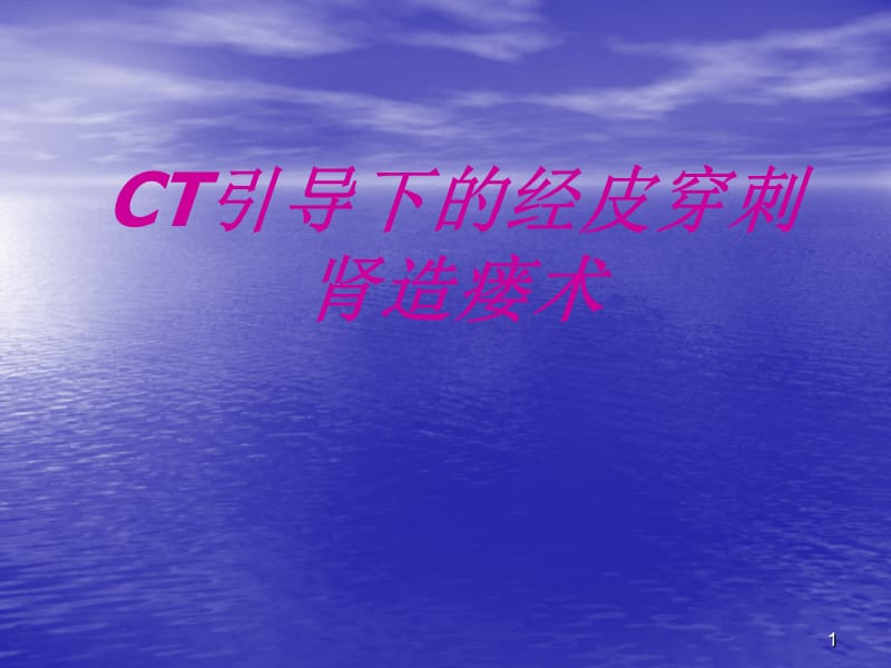 CT引导下的经皮穿刺肾造瘘术ppt课件_第1页