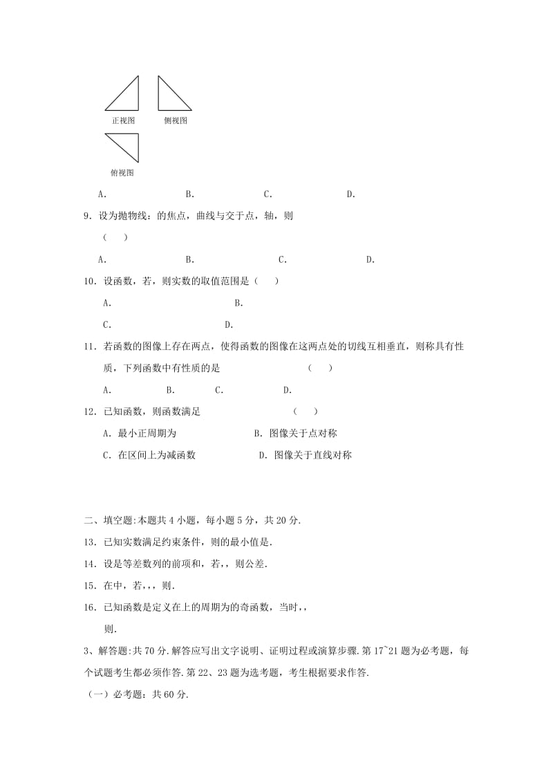 2019届高三数学上学期期末考试试题文 (IV).doc_第2页