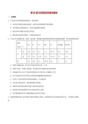 2018-2019學年高中生物 第01章 人體的內(nèi)環(huán)境與穩(wěn)態(tài)單元檢測 新人教版必修3.doc