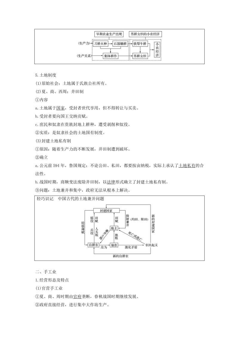 2019届高考历史一轮复习 第一单元 中华文明的起源与奠基—先秦 第2讲 先秦时期的经济学案 新人教版.doc_第2页