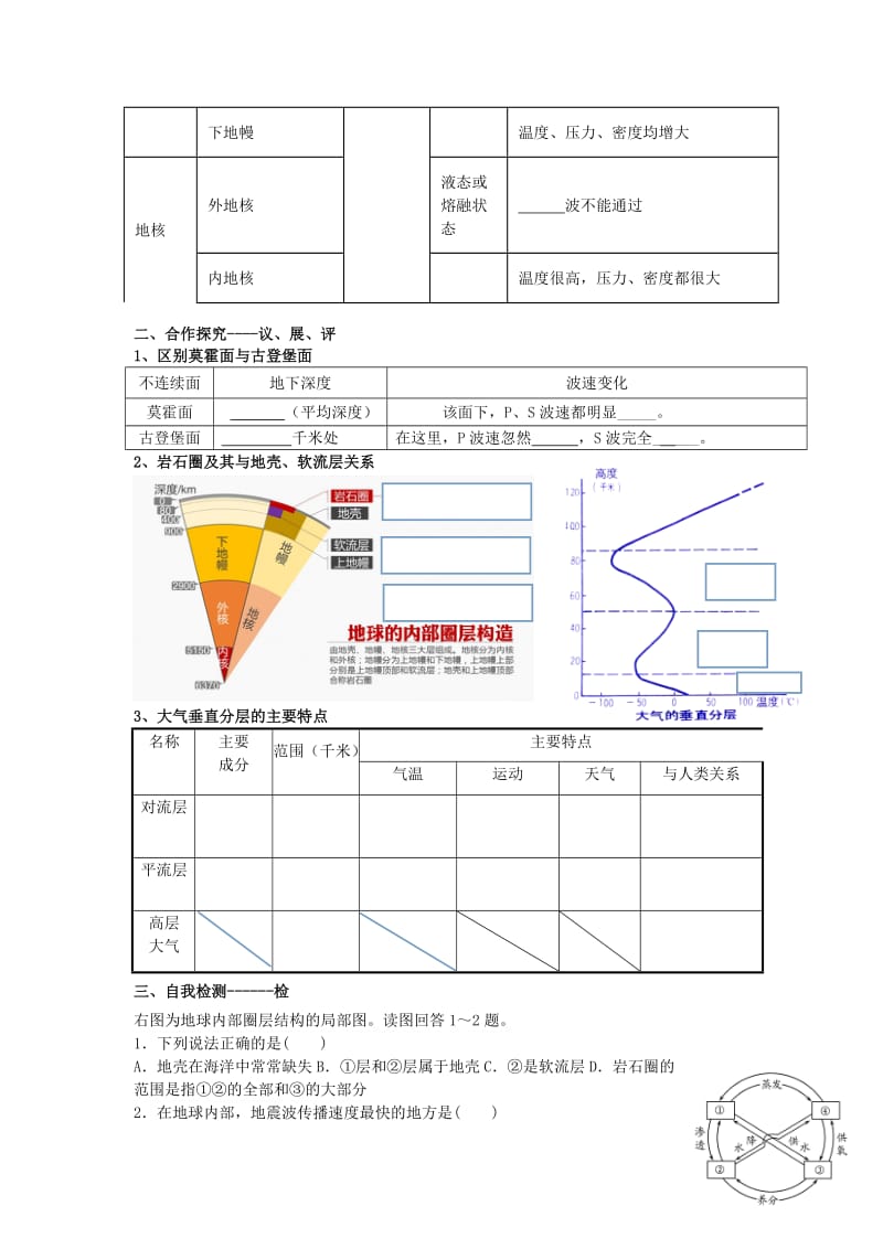 2019版高中地理 第一章 宇宙中的地球 1.4 地球的圈层结构导学提纲中图版必修1.doc_第2页