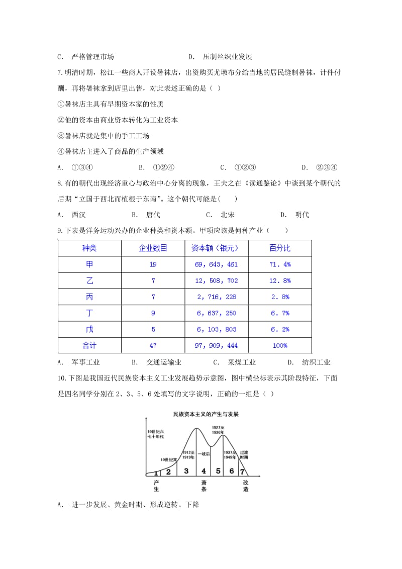 2019-2020学年高一历史下学期期中补考试题文.doc_第2页