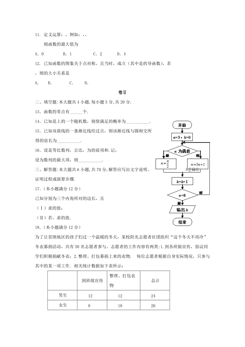 2019届高三数学上学期期末考试试题 文 (VI).doc_第2页