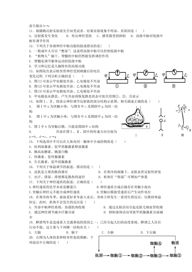 2019-2020学年高二生物上学期期中试题无答案.doc_第2页