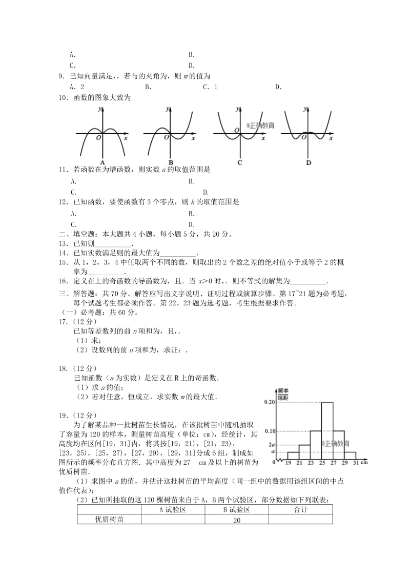 2019届高三数学上学期第一次诊断性考试试题 文.doc_第2页