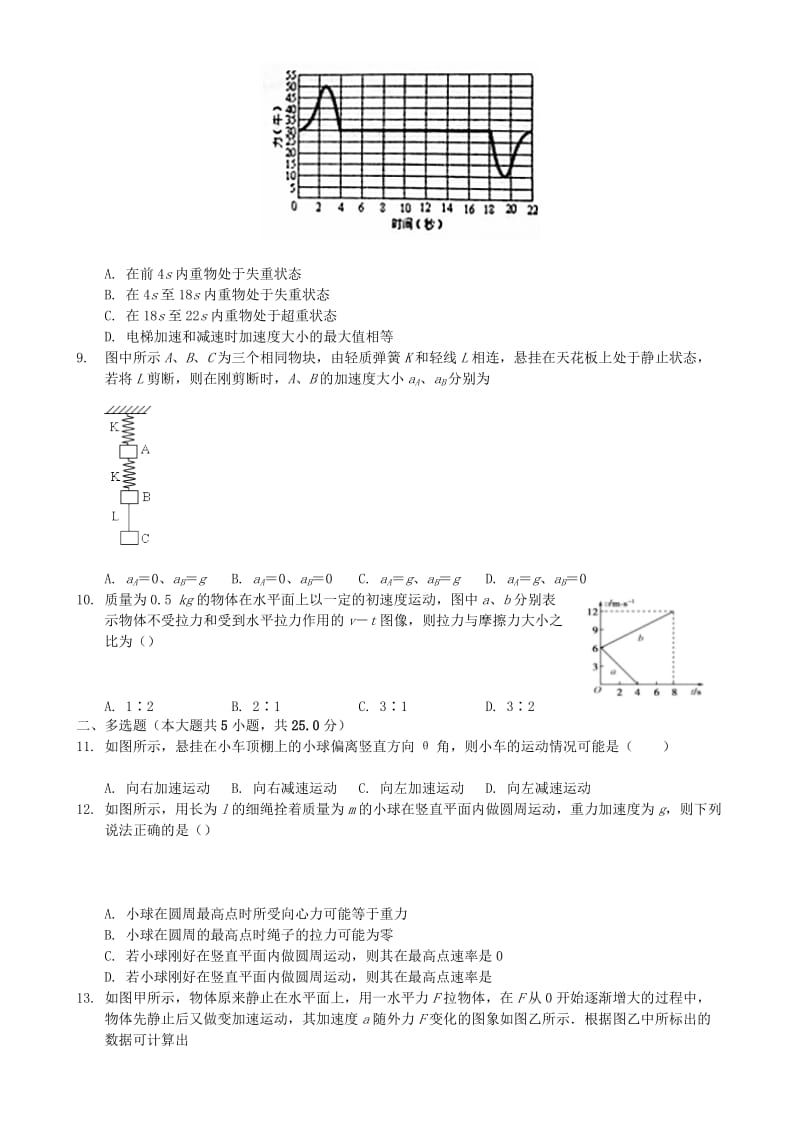 2018年高中物理 第四章 牛顿运动定律单元练习 新人教版必修1.doc_第2页