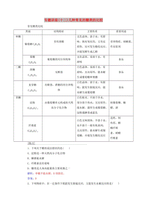 2018-2019學(xué)年高中化學(xué) 第四章 生命中的基礎(chǔ)有機(jī)化學(xué)物質(zhì) 專題講座(十二)學(xué)案 新人教版選修5.doc