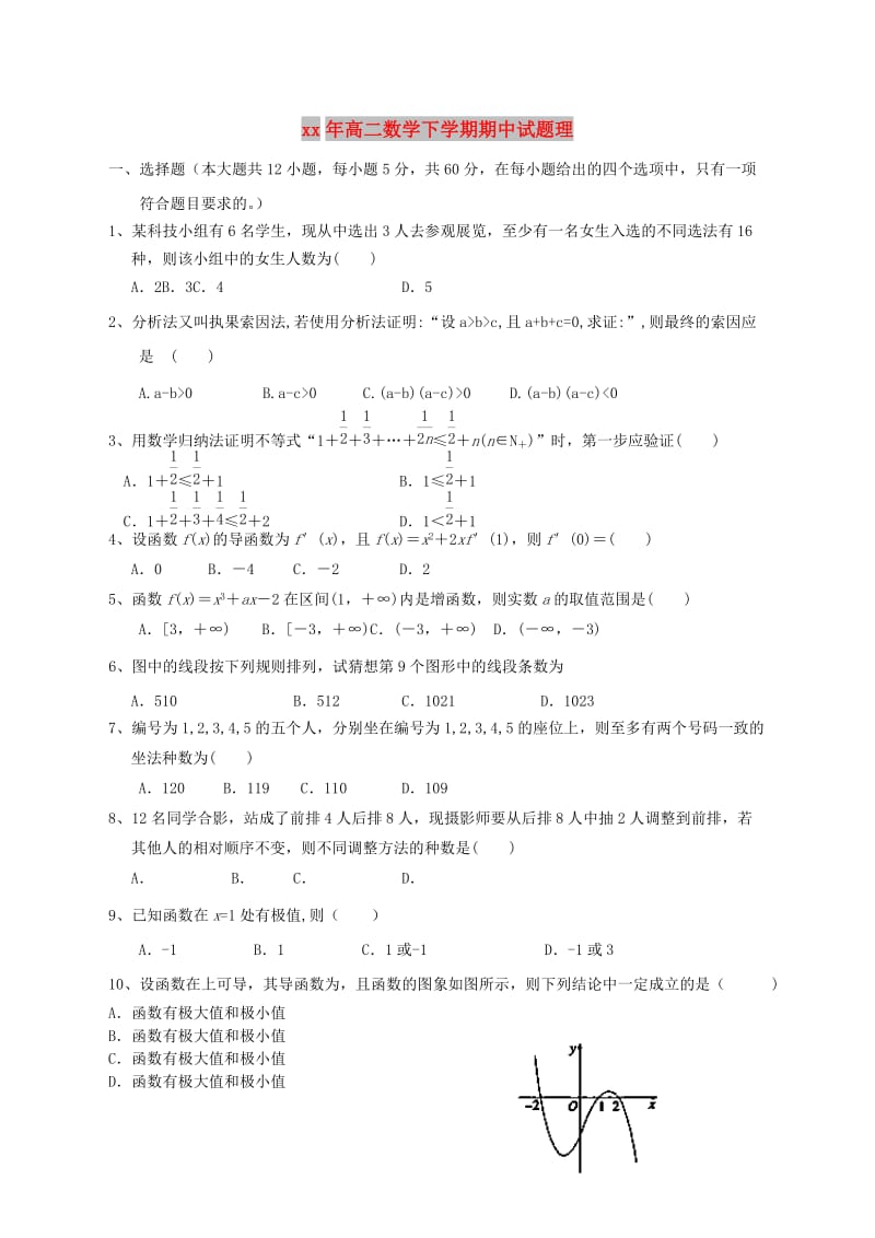 2018年高二数学下学期期中试题理.doc_第1页