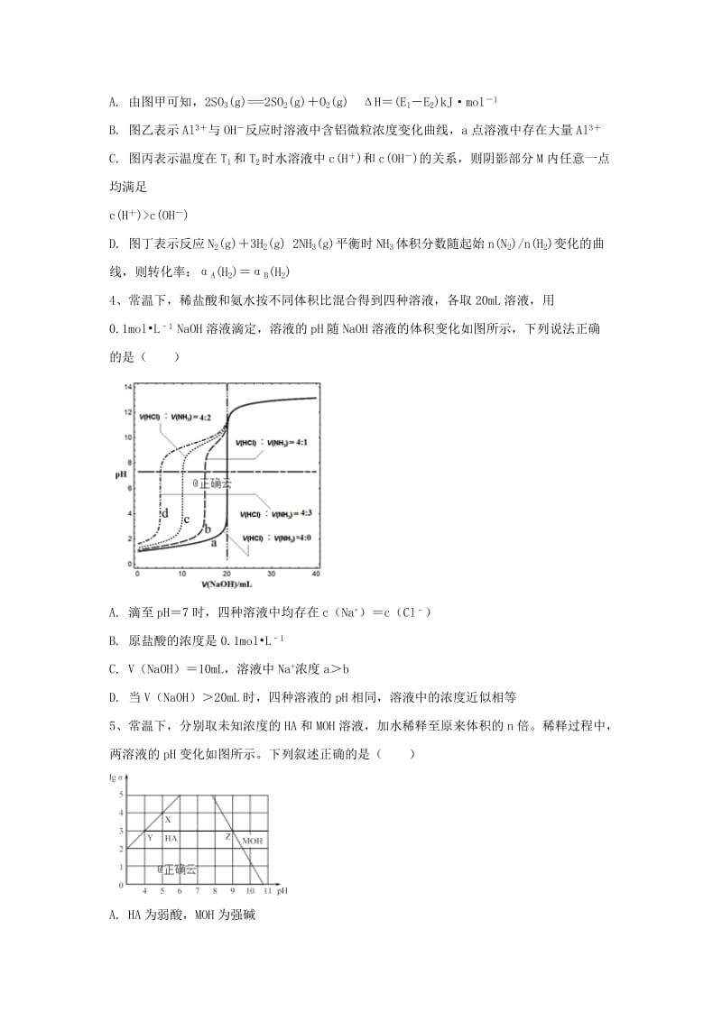 2019届高考化学 高频考点小题突破训练（7）水溶液中的离子平衡（含解析）.doc_第2页