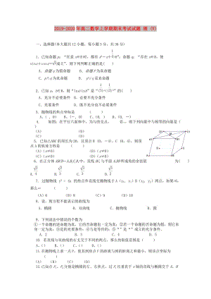 2019-2020年高二數(shù)學(xué)上學(xué)期期末考試試題 理 (V).doc