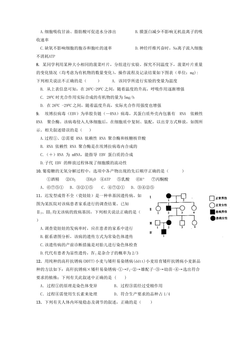 2019届高三生物7月段考试题.doc_第2页