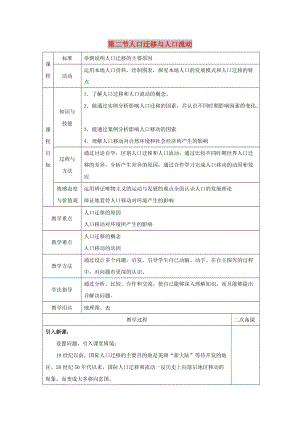 2018-2019學年高中地理 第1單元 人口與地理環(huán)境 第2節(jié) 人口遷移教學過程 魯教版必修2.doc