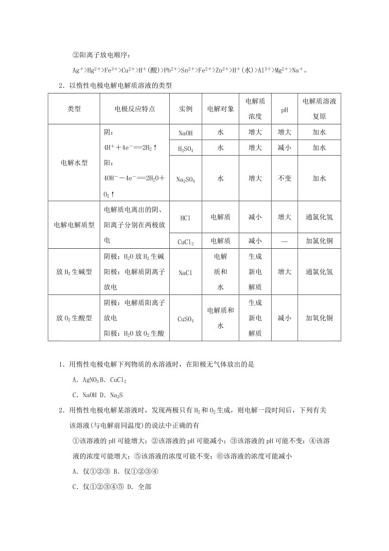 2018-2019学年高中化学（期末复习备考）每日一题 电解质水溶液的电解规律（含解析）新人教版选修4.doc_第2页