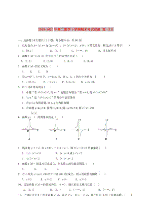 2019-2020年高二數(shù)學(xué)下學(xué)期期末考試試題 理 (II).doc